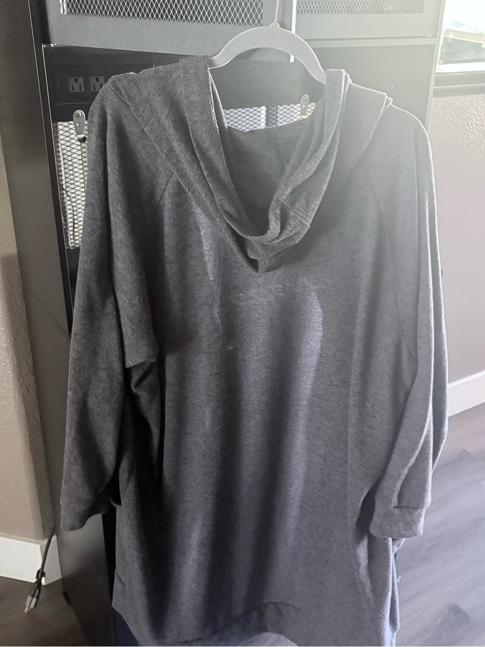 Relaxed Hooded Open Cardigan Sweater - Charcoal